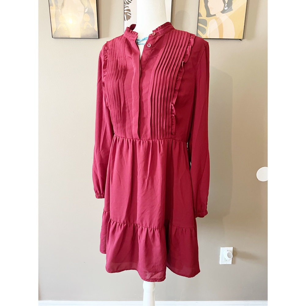J. Crew Mercantile Burgundy Long Sleeve Dress